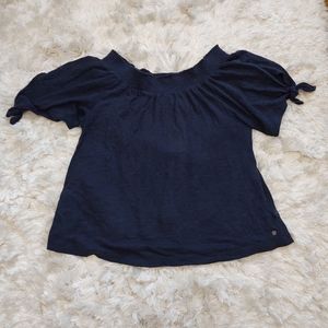 Roxy Navy blue off the shoulder top sz M